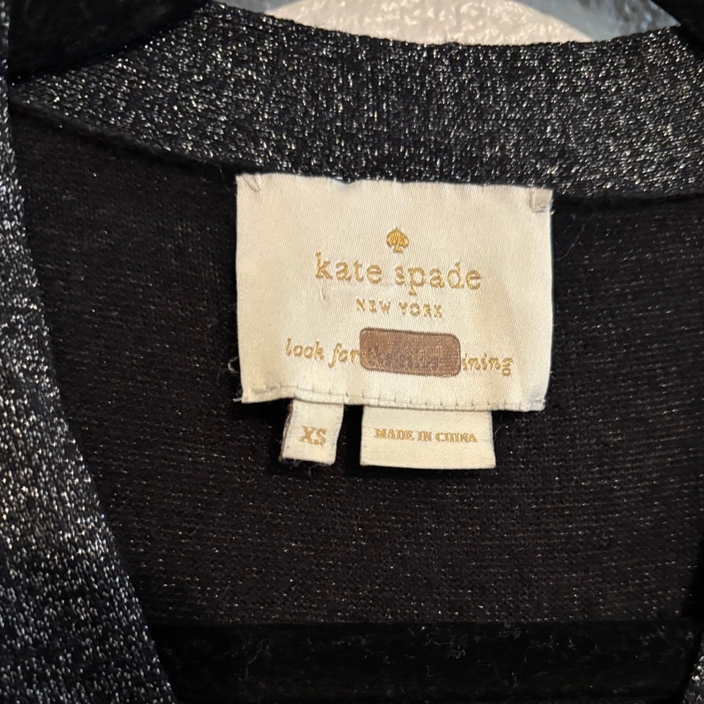 Kate Spade Metallic Dashing Beauty Knit V Neck Pleated Skirt Sweater Dress Sz XS - Picture 6 of 9